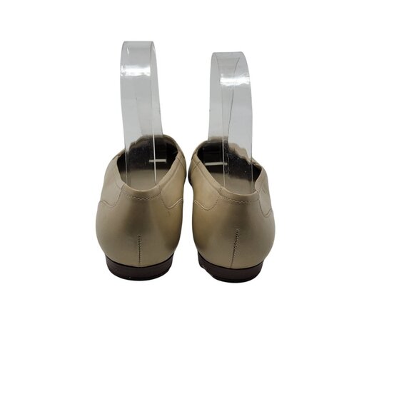 Vtg Worthington Linda Leather Loafers Sz 6.5 Brushed Gold‎ Comfy Slip On Brazil - Picture 8 of 14